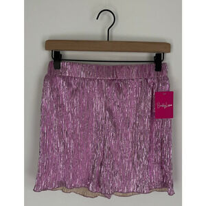 Buddy Love Veronica Textured Shorts Pink Metallic Womens XS New
